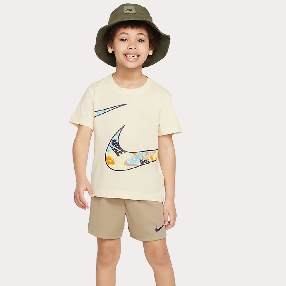 Nike Kids Cream Graphic T-Shirt and Tan Shorts Set | 24 months | NWT